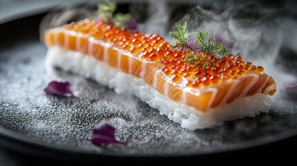 Exquisite Salmon Sushi with Fresh Roe