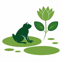 Vector illustration of a frog on a lotus leaf