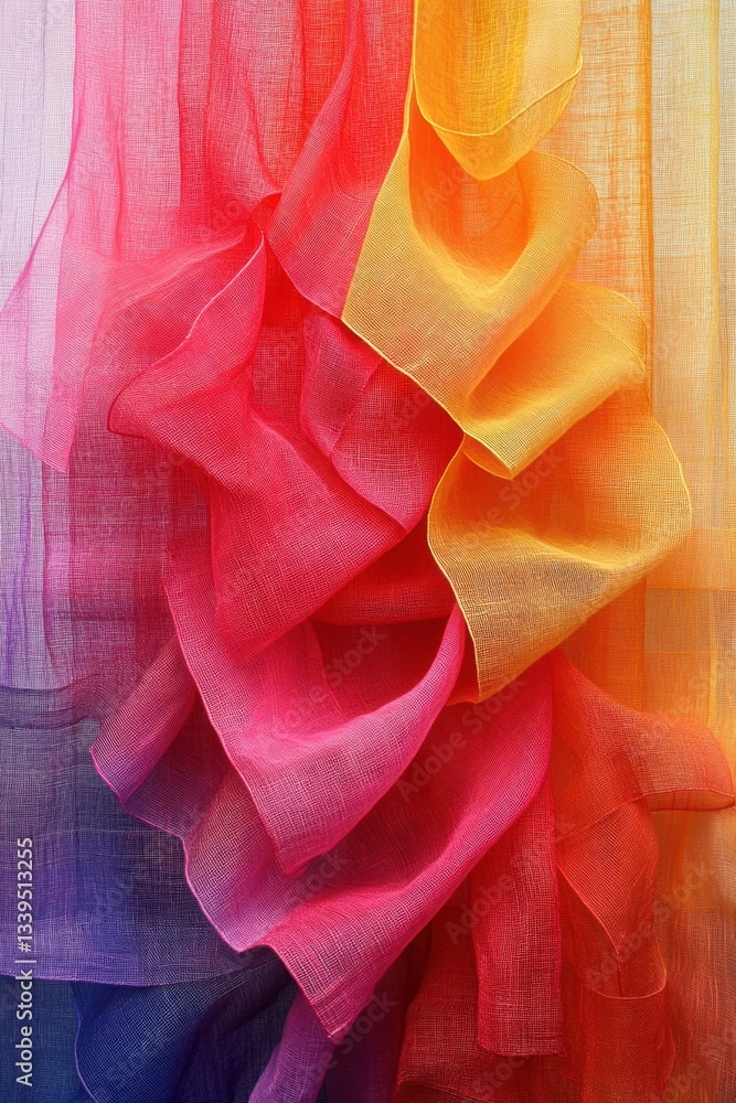 Aufkleber abstract vibrant gradient fabric art with flowing colorful textile design and smooth transition of r