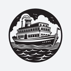 Fishing boat silhouette vector