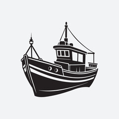 Fishing boat silhouette vector