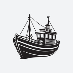 Fishing boat silhouette vector