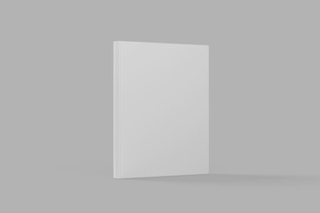 Blank standing book cover mockup on gray background