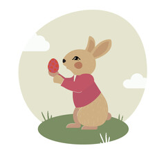 Bunny and egg.  Vector illustration.