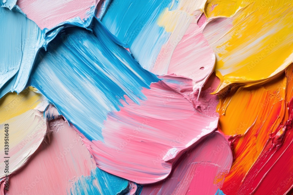 Poster vibrant strokes of acrylic paint in vivid colors creating a dynamic texture and artistic expression 