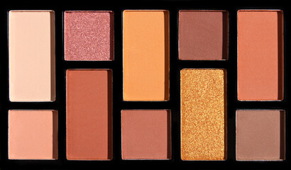 Close-up of eyeshadow palette. Makeup palette set. Makeup.