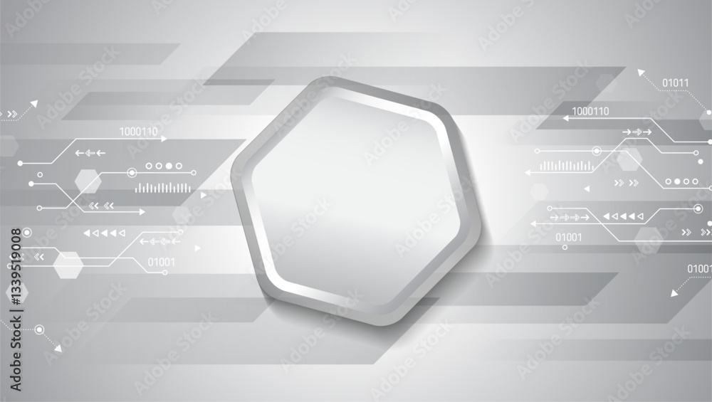 Aufkleber Geometric background from hexagonal objects, lines and shadows. Polygonal abstract composition. Gray molecular background for the presentation of health, medical or technical topics.