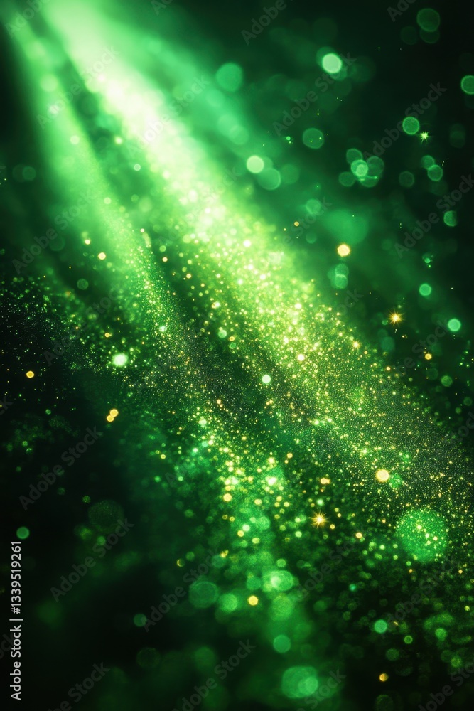 Aufkleber emerald radiance enchanting bokeh effect with shimmering particles and a magical green light beam cr