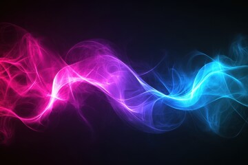 Fototapeta premium Abstract vibrant wave of energy flowing with neon pink purple and blue light against dark background creating a dynamic futuristic effect