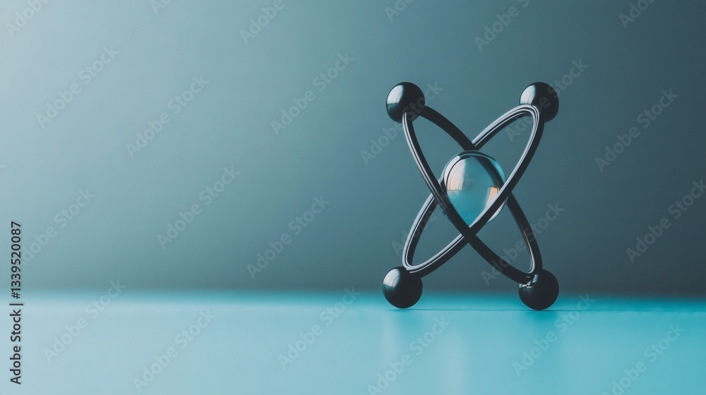 Poster conceptual atom orbiting nucleus generative ai