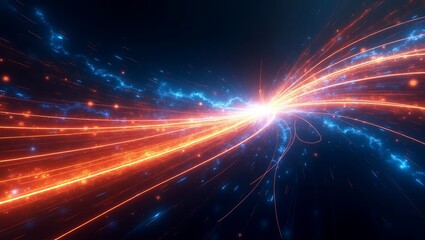 Obraz premium Abstract vibrant digital futuristic technology motion background. Generative Ai.