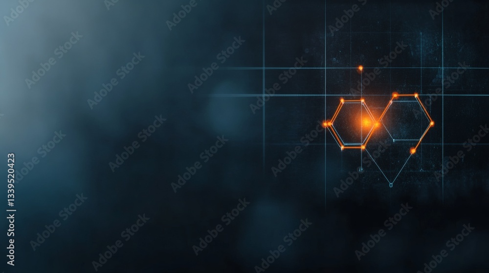 Poster hexagonal heart in dark grid generative ai
