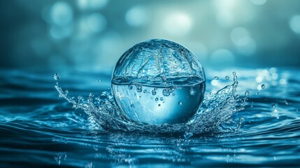Water Splash in a Glass Sphere: A Stunning Display of Nature's Essence