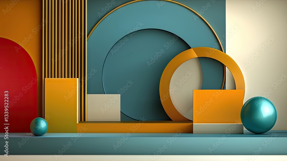 Aufkleber a smooth, layered geometric abstract background with a vibrant color gradient effect.