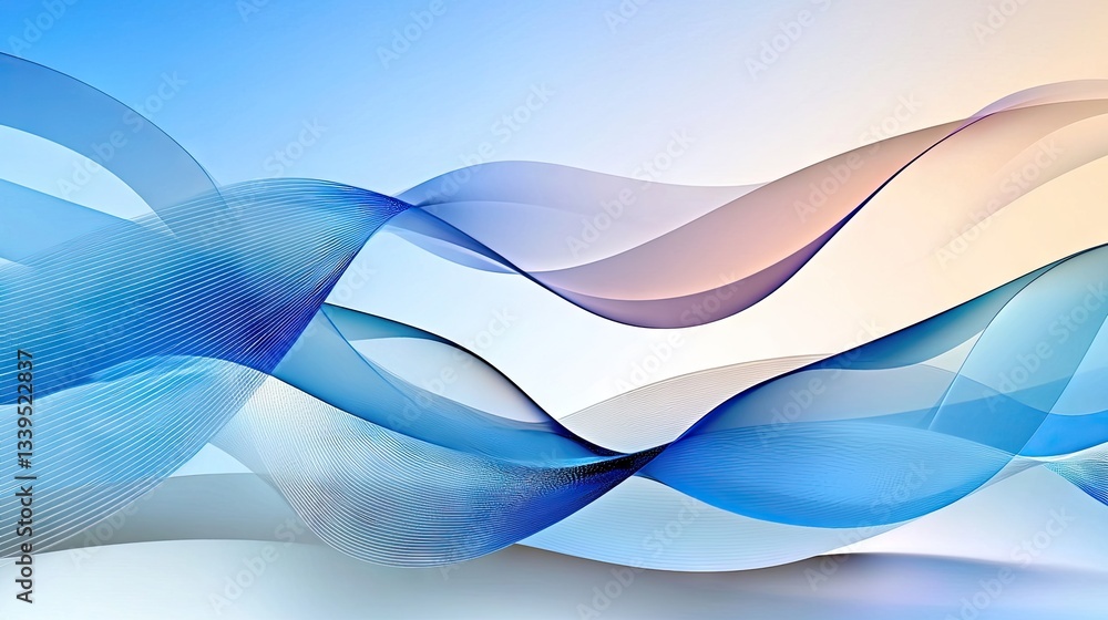 Poster a soothing abstract texture of blue and white waves blending seamlessly into a soft gradient.