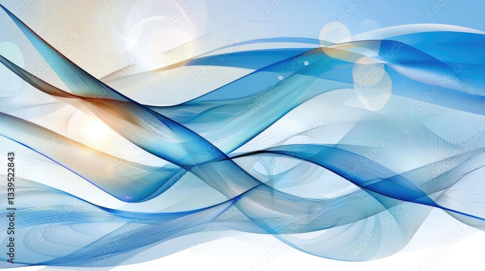 Poster a soothing abstract texture of blue and white waves blending seamlessly into a soft gradient.