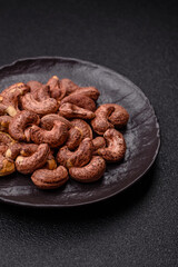 Cashew nuts in shell in bowl