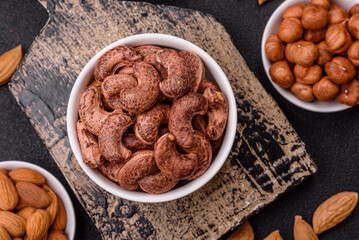 Cashew nuts in shell in bowl