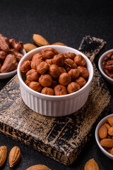 Raw hazelnuts without shells in a bowl
