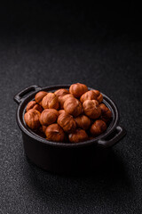 Raw hazelnuts without shells in a bowl
