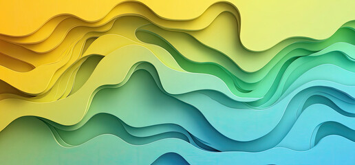 Fototapeta premium Abstract Layered Papercut Design Wavy Gradient Background