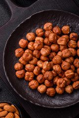 Raw hazelnuts without shells in a bowl