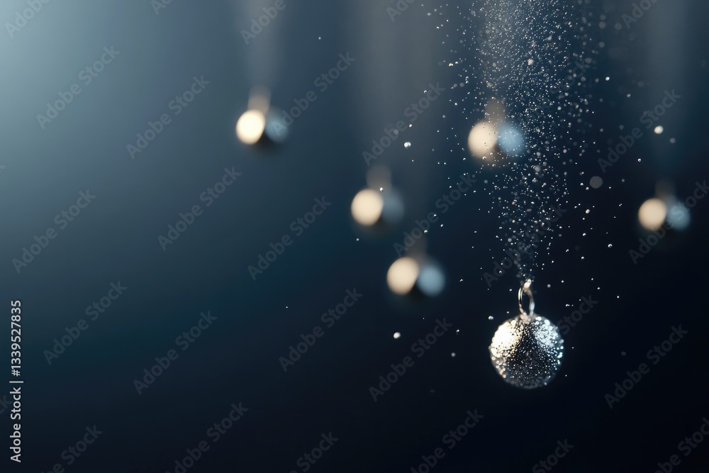 Poster intricate 3d rendering of earrings suspended in swirling mist of metallic particles surrounded by de