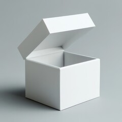 Naklejka premium open cardboard white clean empty gift box on gray background