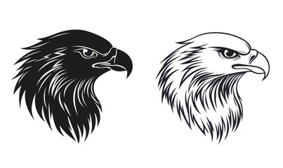 Fototapeta premium Minimalist Black and White Eagle Head Tattoo Vector Illustration