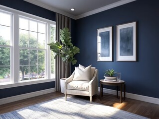 A beautifully decorated modern living room with natural lighting