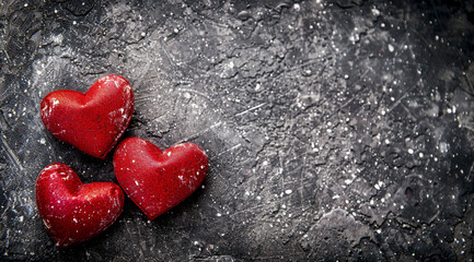 red heart on black background
