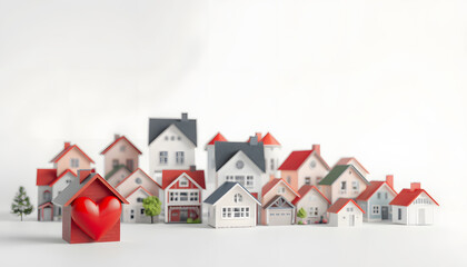 Search and selection of homes for purchase or rent. Many house and one red heart , with white tonespng