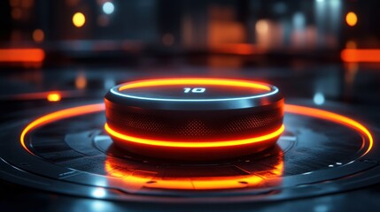 Futuristic control panel with glowing countdown timer