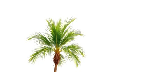 Single palm tree, isolated on pure white background,  photography, paradise