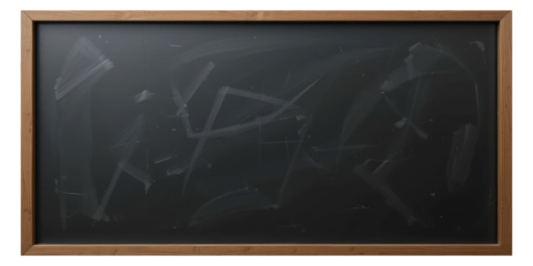 Classic Wooden Framed Black Board Cut Out Isolated on Transparent PNG Background, Education Concept Image.