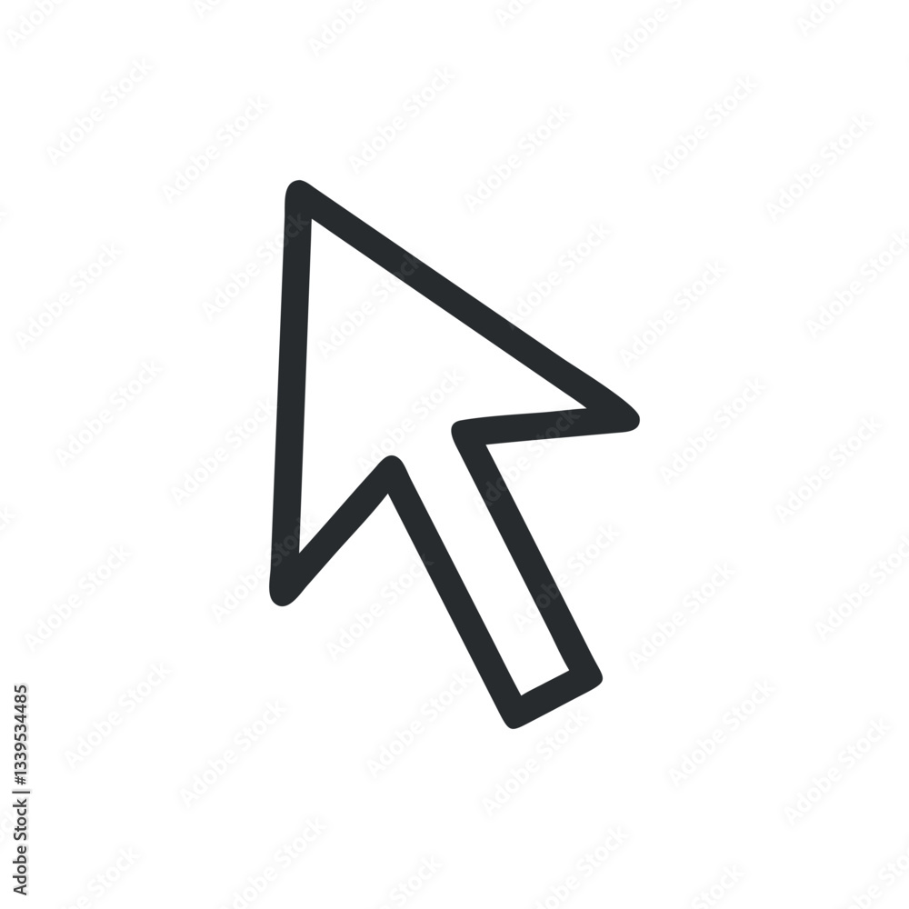 Poster line art illustration of a mouse pointer icon, representing clicking, selecting, or navigating on a 