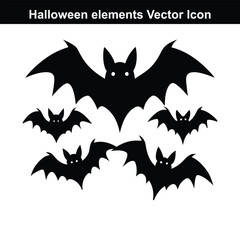 Spooky Bat Silhouette: A collection of ominous bat silhouettes, evoking the eerie essence of Halloween. Each bat, a dark emblem of night, casts an intriguing shadow of the holiday.