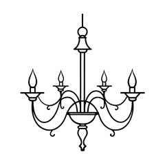 High-Quality Antik Chandelier Outline Vector Download

