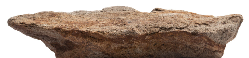 Rock stone with rough texture surface isolated on white background. Broken Edge of a Chunk of Rock
