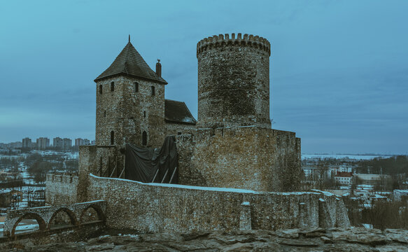 old castle in winter