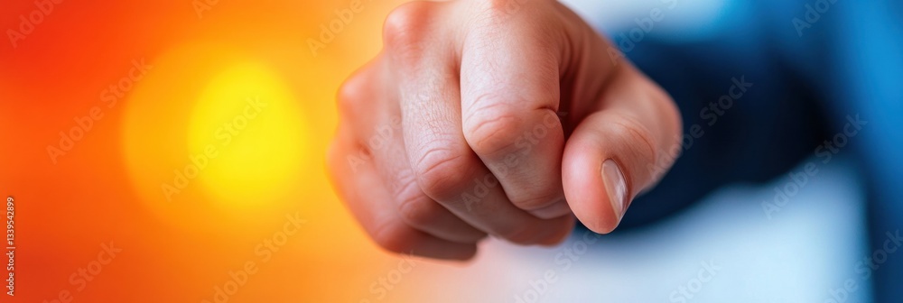 Poster Minimalist Digital Accountability Empowering Business Decision-Making through Focused Hand Gesture in Vibrant Tech-Enabled Professional Environment