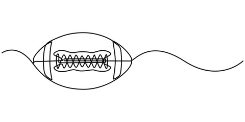 Obraz premium Continuous Line Drawing of American Football Icon. Hand Drawn Symbol Vector Illustration, American football ball. Game sports equipment. One continuous drawing line logo single hand drawn art doodle 