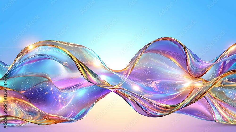 Poster a vibrant purple flowing wave background with soft light and gradient shading.