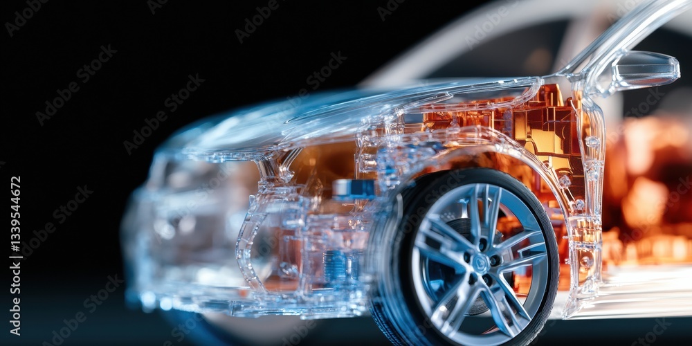 Poster next-gen automotive innovation transparent ai-enabled vehicle prototype revealing cutting-edge auton