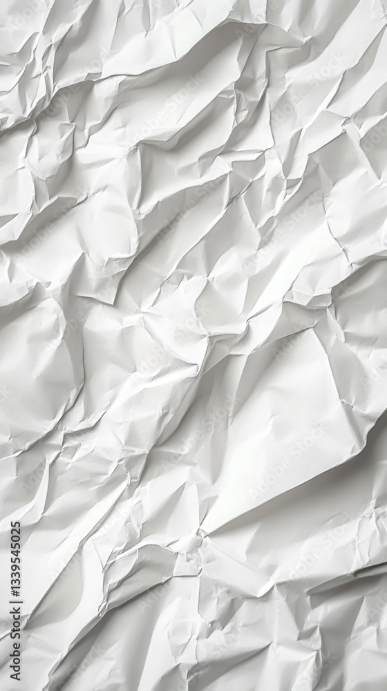 Poster abstract crumpled white paper texture background showcasing artistic folds and subtle shadows creati