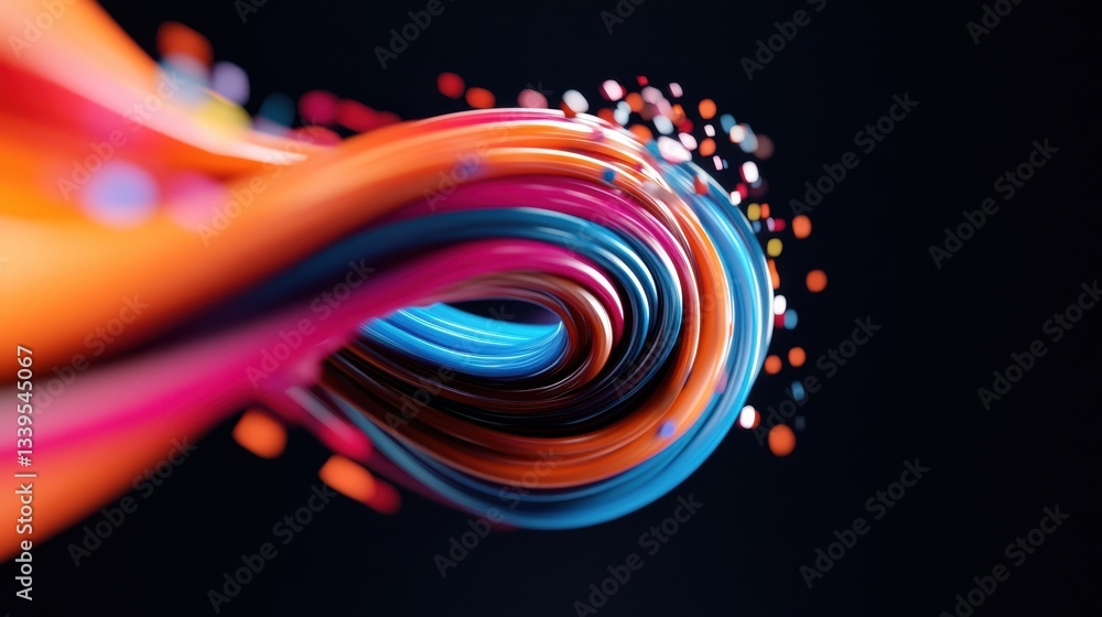 Poster Liquid Dynamics Flow Immersive Digital Art Visualization of Streaming Bandwidth - Futuristic AI-Powered Gradient Design for Next-Gen Tech Branding