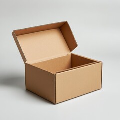 Open cardboard box on a plain background, ready for packing or storage.