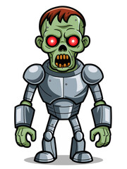 Zombie cartoon character in iron costume