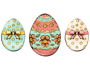 Colorful decorated eggs for Easter celebration showcasing intricate patterns and cheerful designs