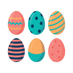 set of easter eggs, colorful vector illustration isolated on white background, painted eggs collection for easter decoration,prints,poster,greeting cards,invitation,wallpaper